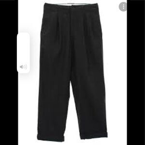 Turn-Up Cuff Trousers Pants Solid Black